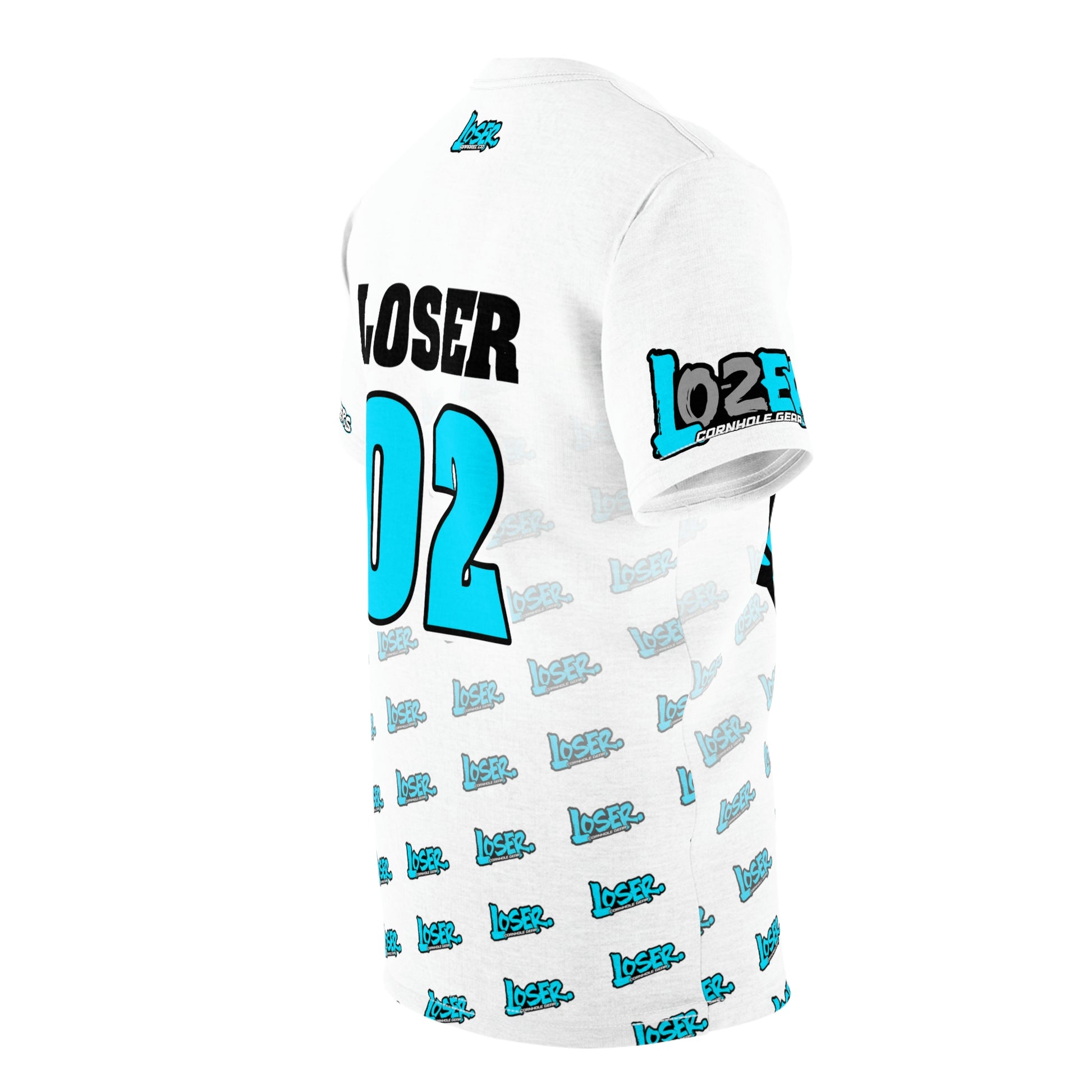 LOSER CORNHOLE #2 Unisex AOP Cut & Sew Jersey Tee – LOSER Cornhole Gear