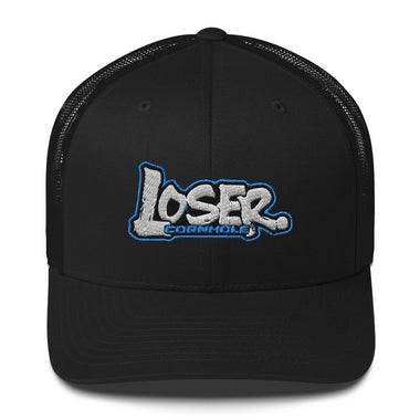 Loser Cornhole 3d Puff Logo Yupoong 6606 Trucker Cap